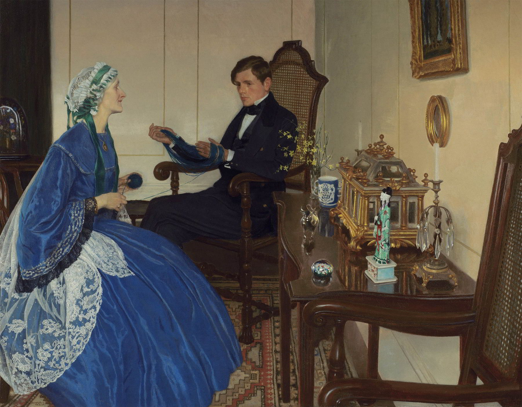 A Blue Dress by Leonard Campbell Taylor-Portrait Painting