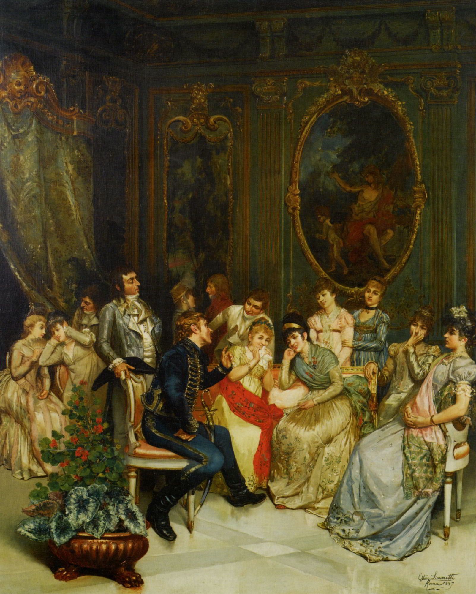 A Captive Audience by Ettore Simonetti-Genre Painting