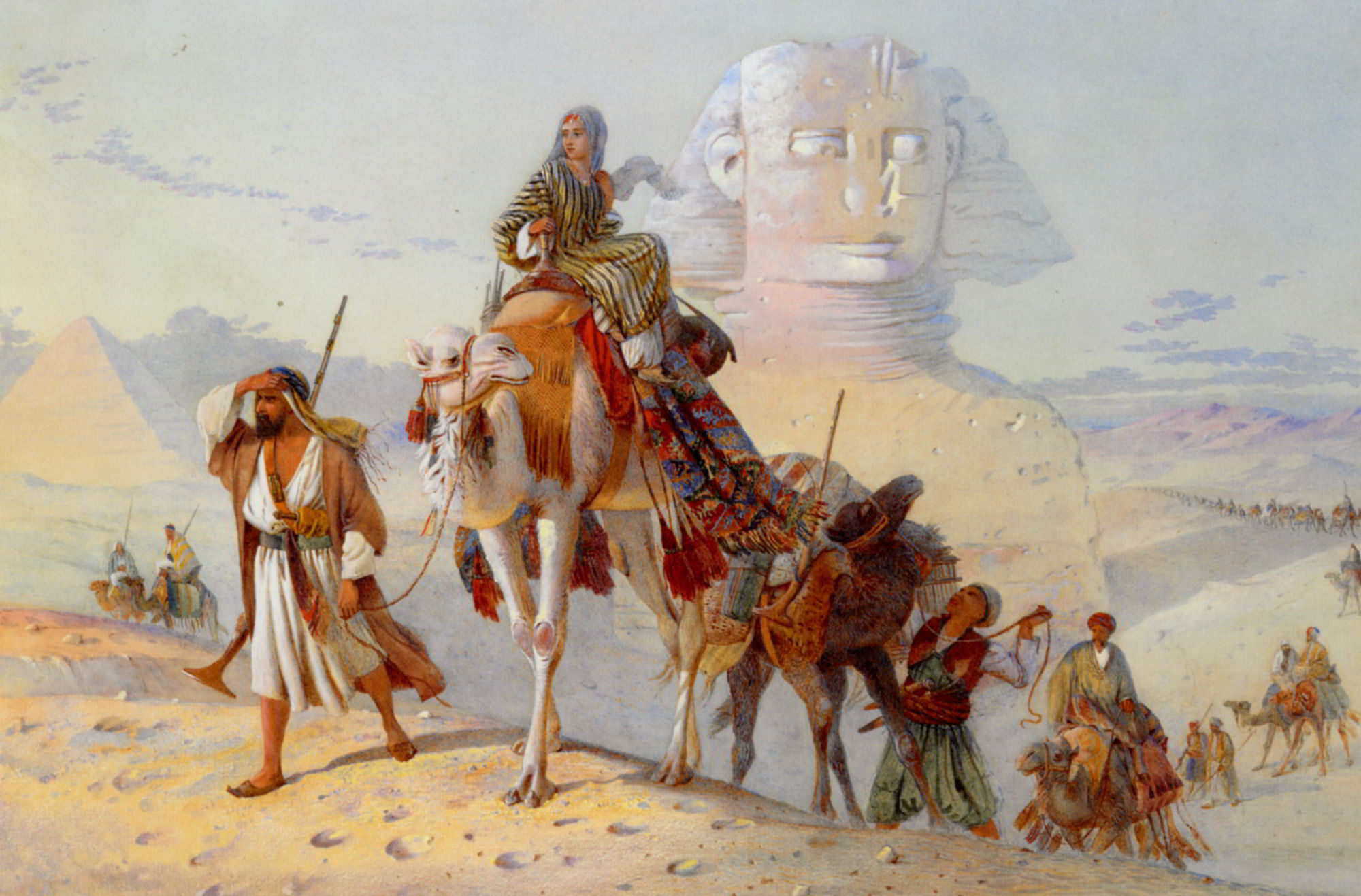 A Caravan with the Pyramids and Sphinx Beyond by Joseph Austin Benwell