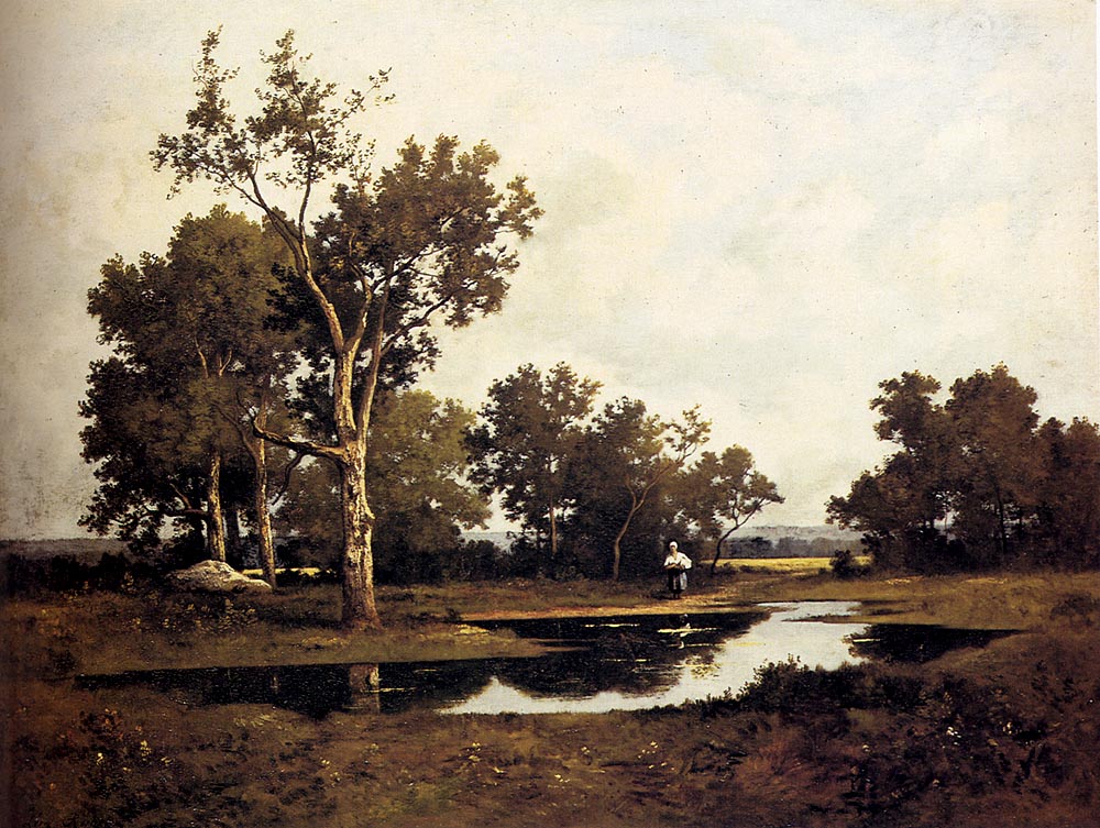 A Faggot Gatherer By A Quiet Pool by Leon Richet-Oil Painting