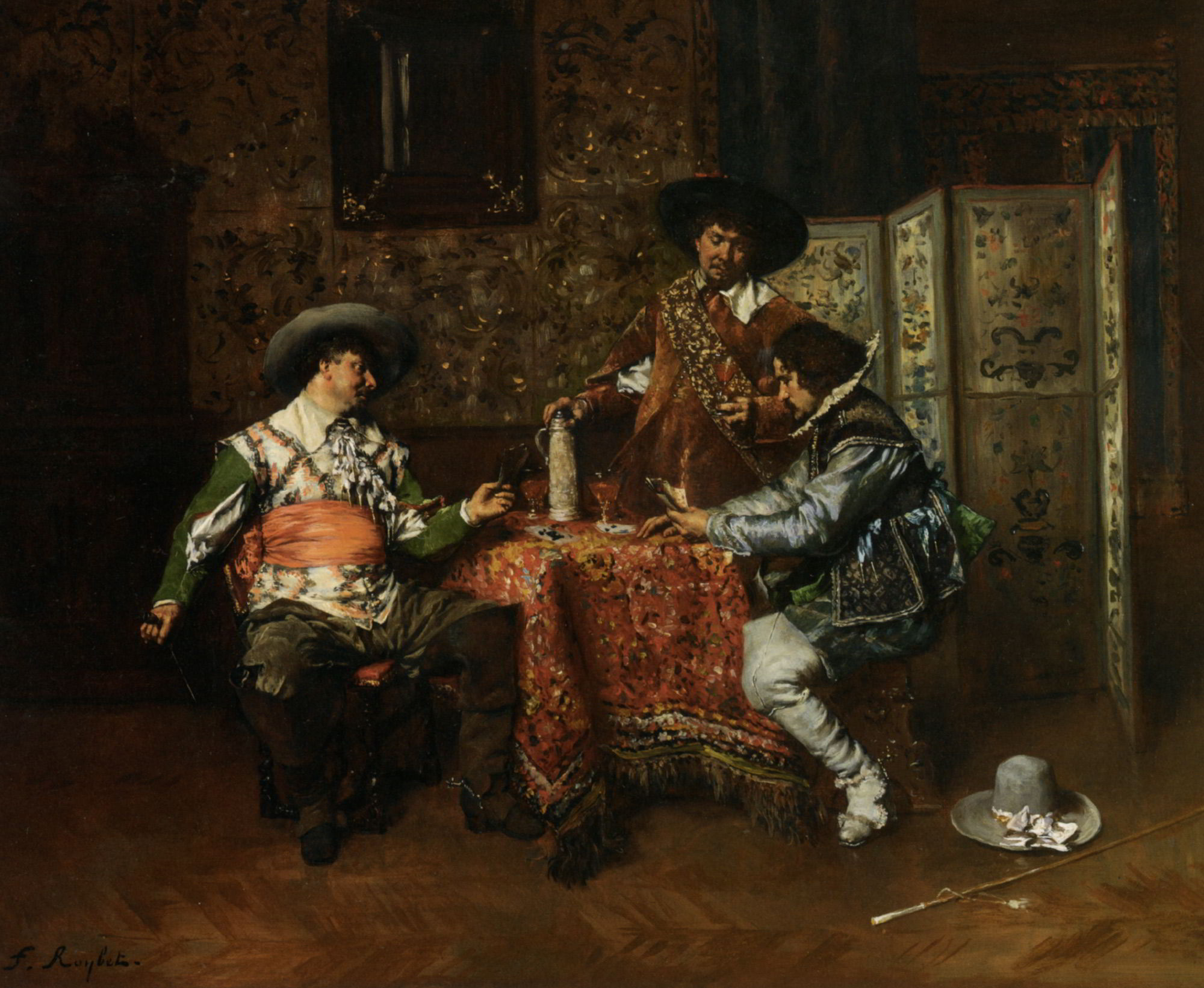 A Game of Cards by Ferdinand Roybet-French Painting