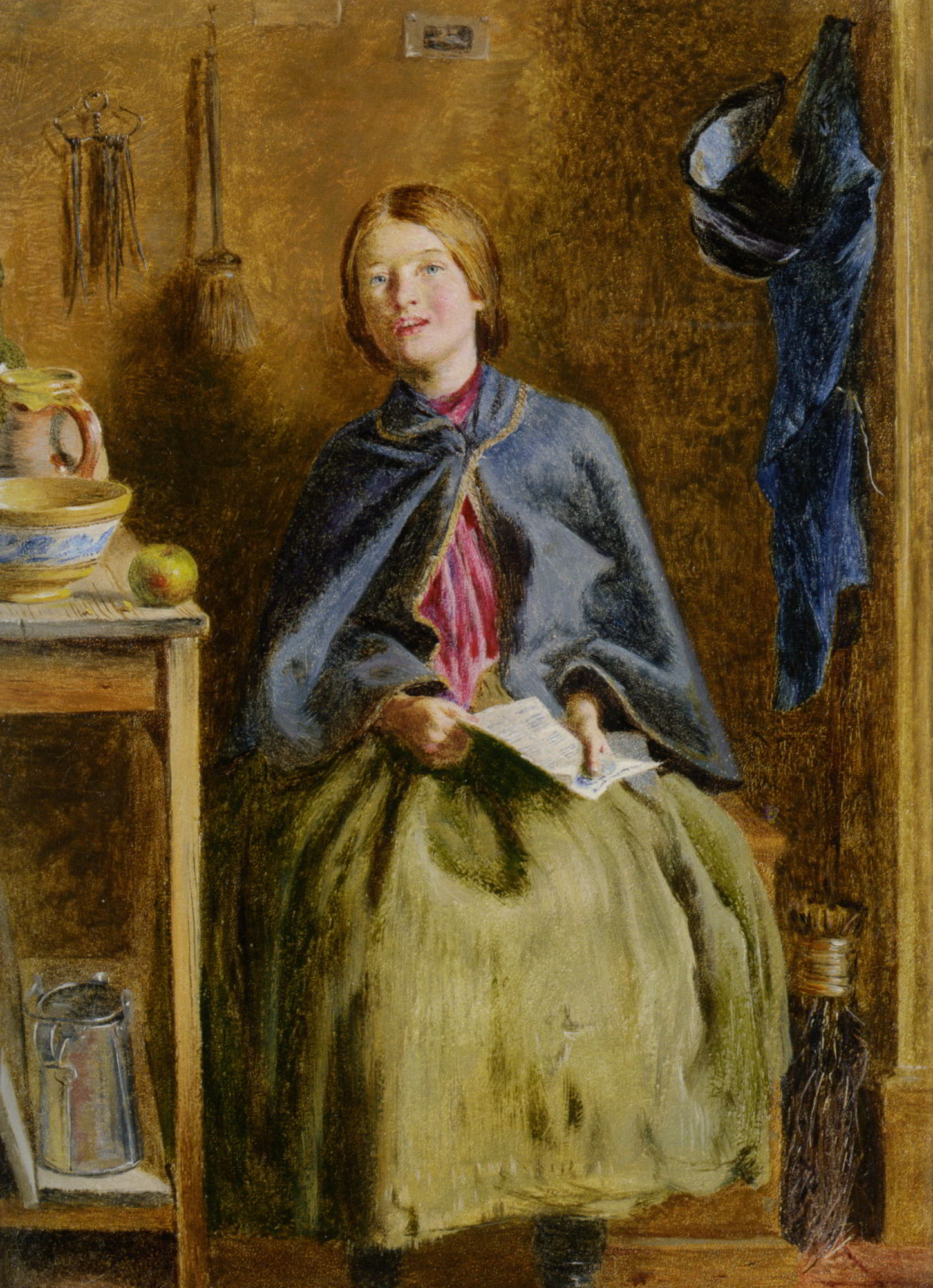 A Maid Learning to Read by Frederick Smallfield-Portrait Painting