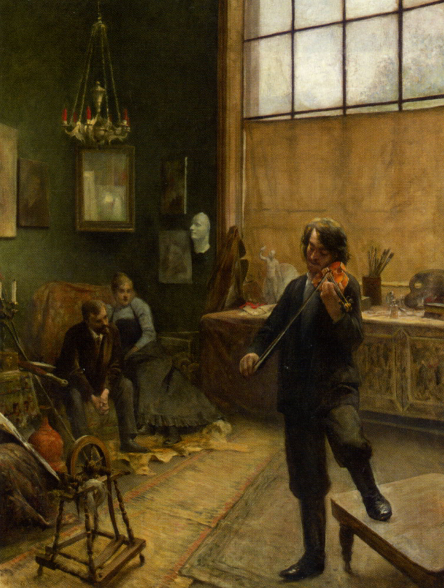 A Recital in the Studio by Adalbert Franz Seligmann-Portrait Painting