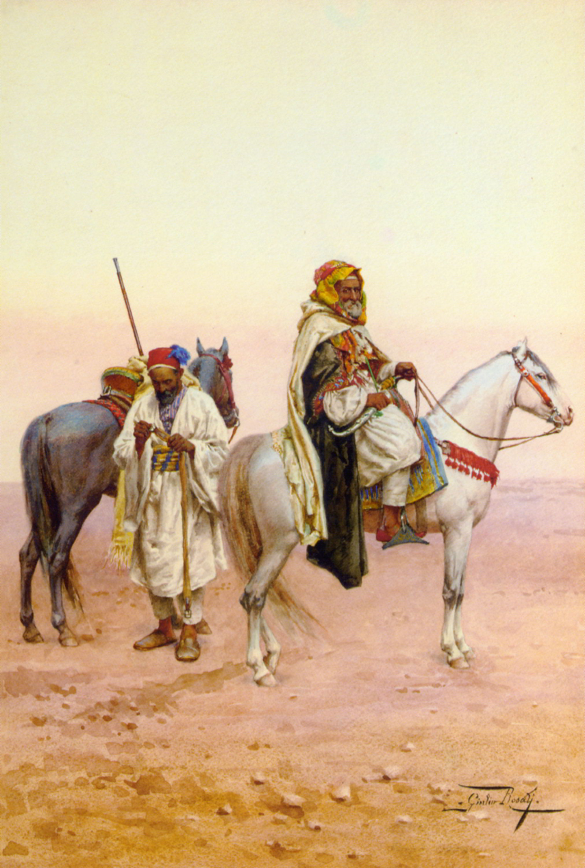 A Rest in the Desert by Giulio Rosati-Genre Painting