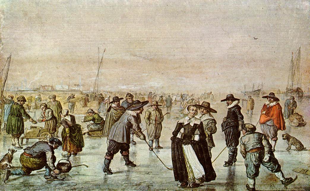 A Scene on the Ice by Hendrick Avercamp-Genre Painting