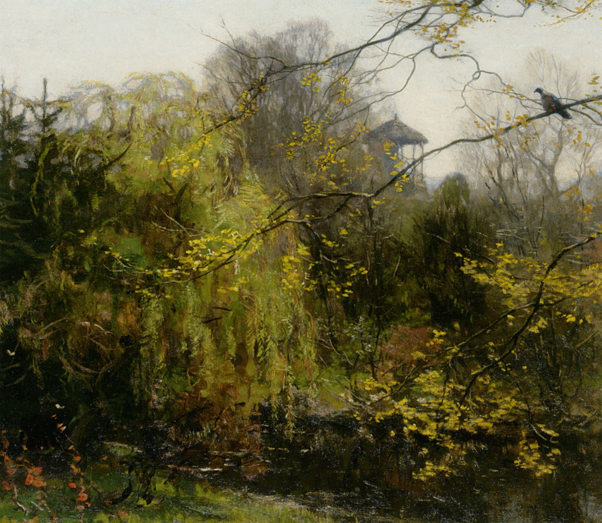 A view of a park by Willem Bastiaan Tholen-Landscape Painting