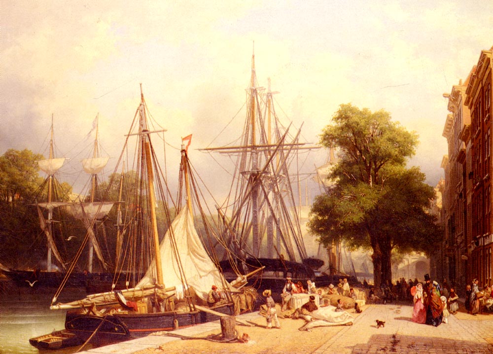 Activity By The Docks by Frans Arnold Breuhaus de Groot