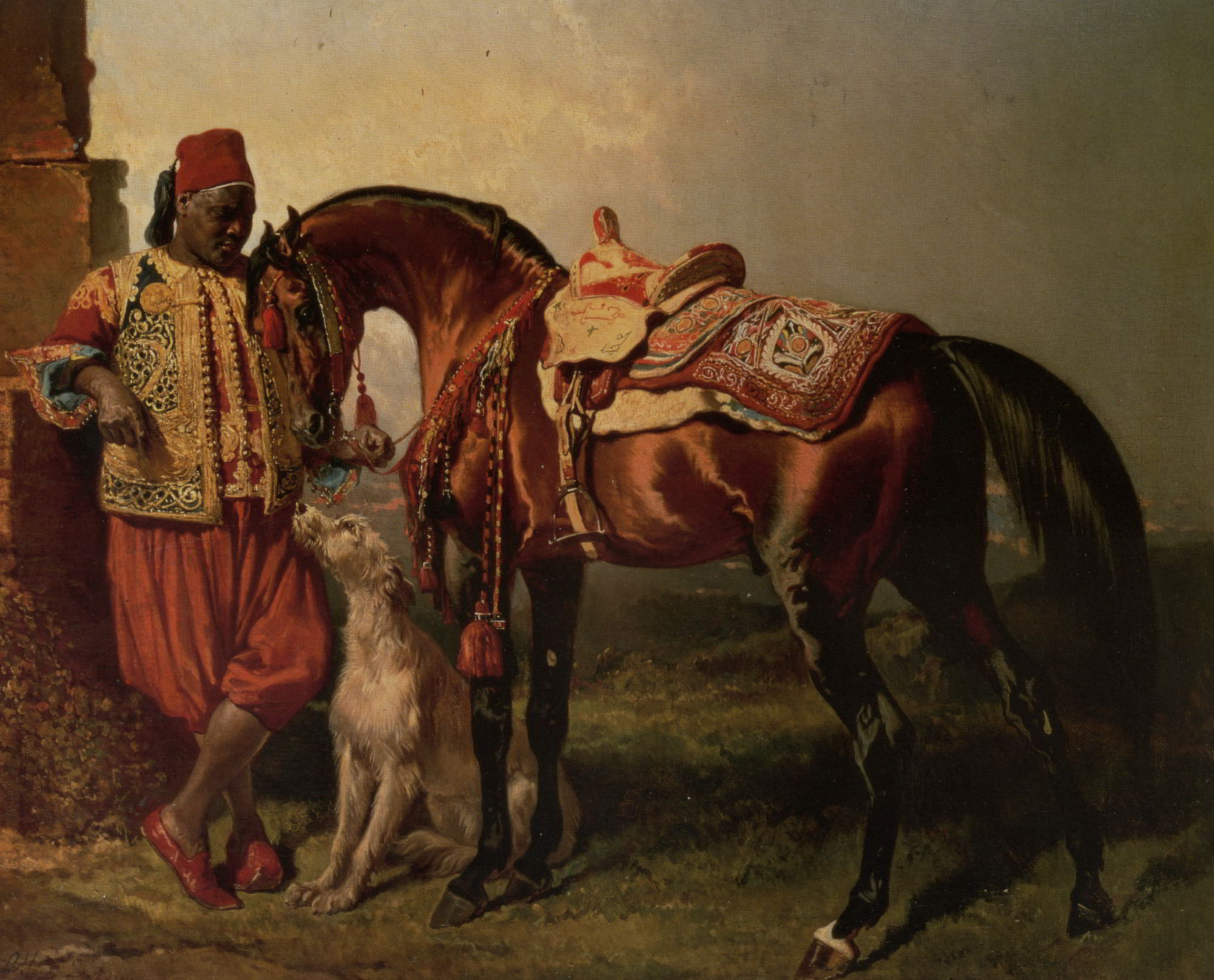 African Groom Holding by Alfred Dedreux