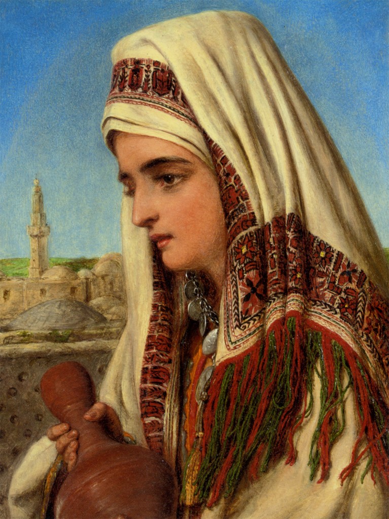 An Arab Woman with a Head Shawl Carrying a Water Jug by William Gale