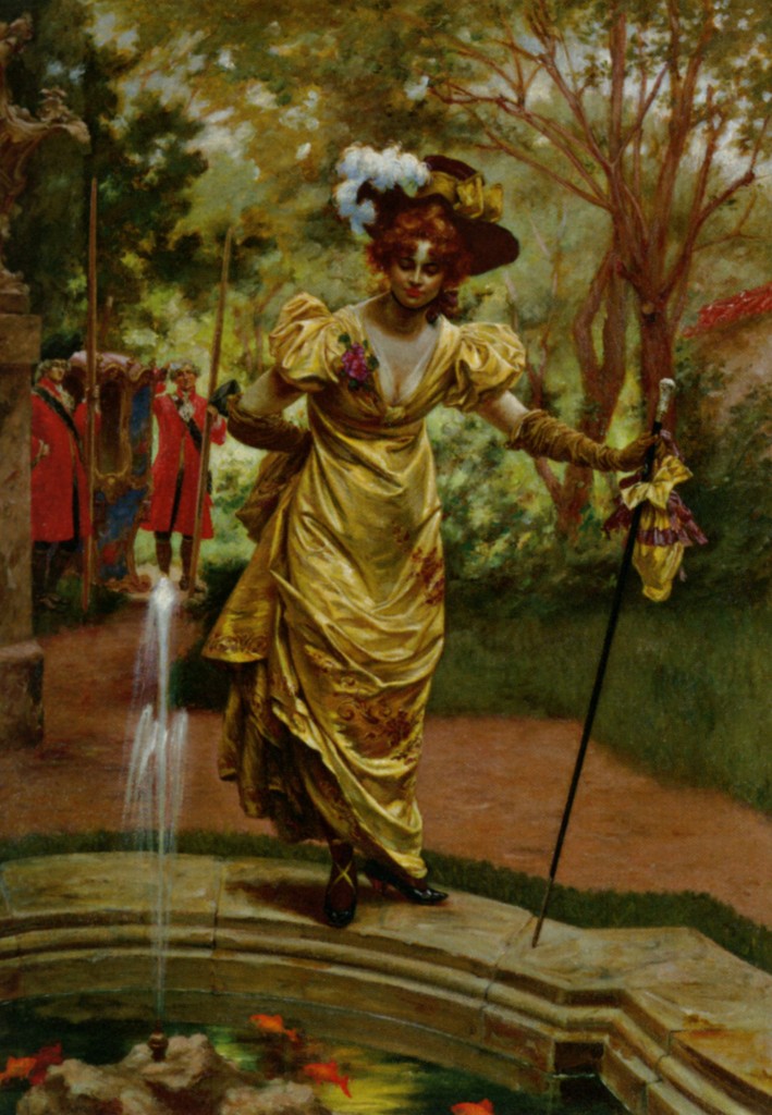 An Elegant Lady by a Goldfish Pond by Karl Gampenrieder