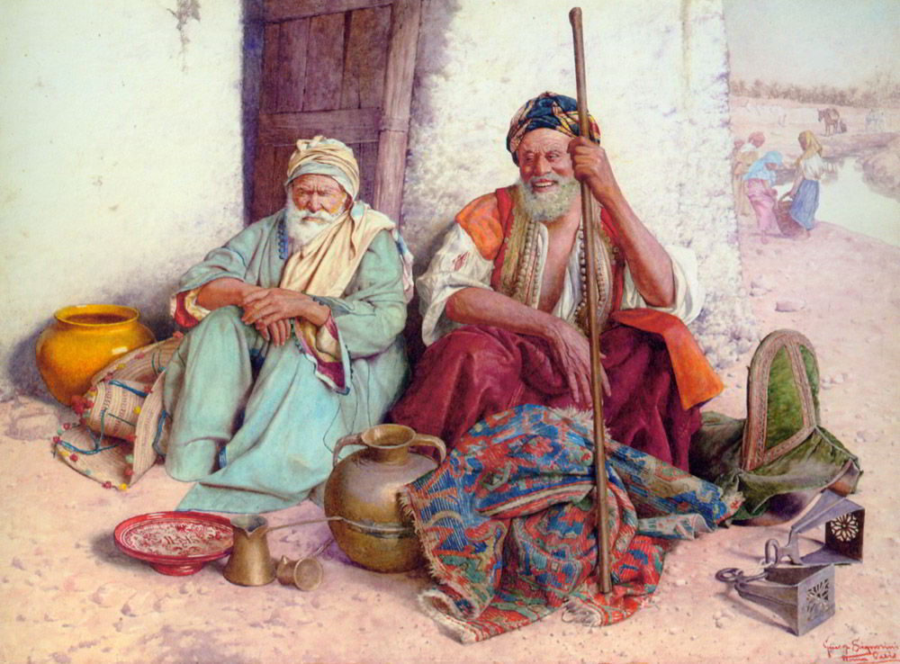 Arab Merchants by Guiseppe Signorini-Italian Painting