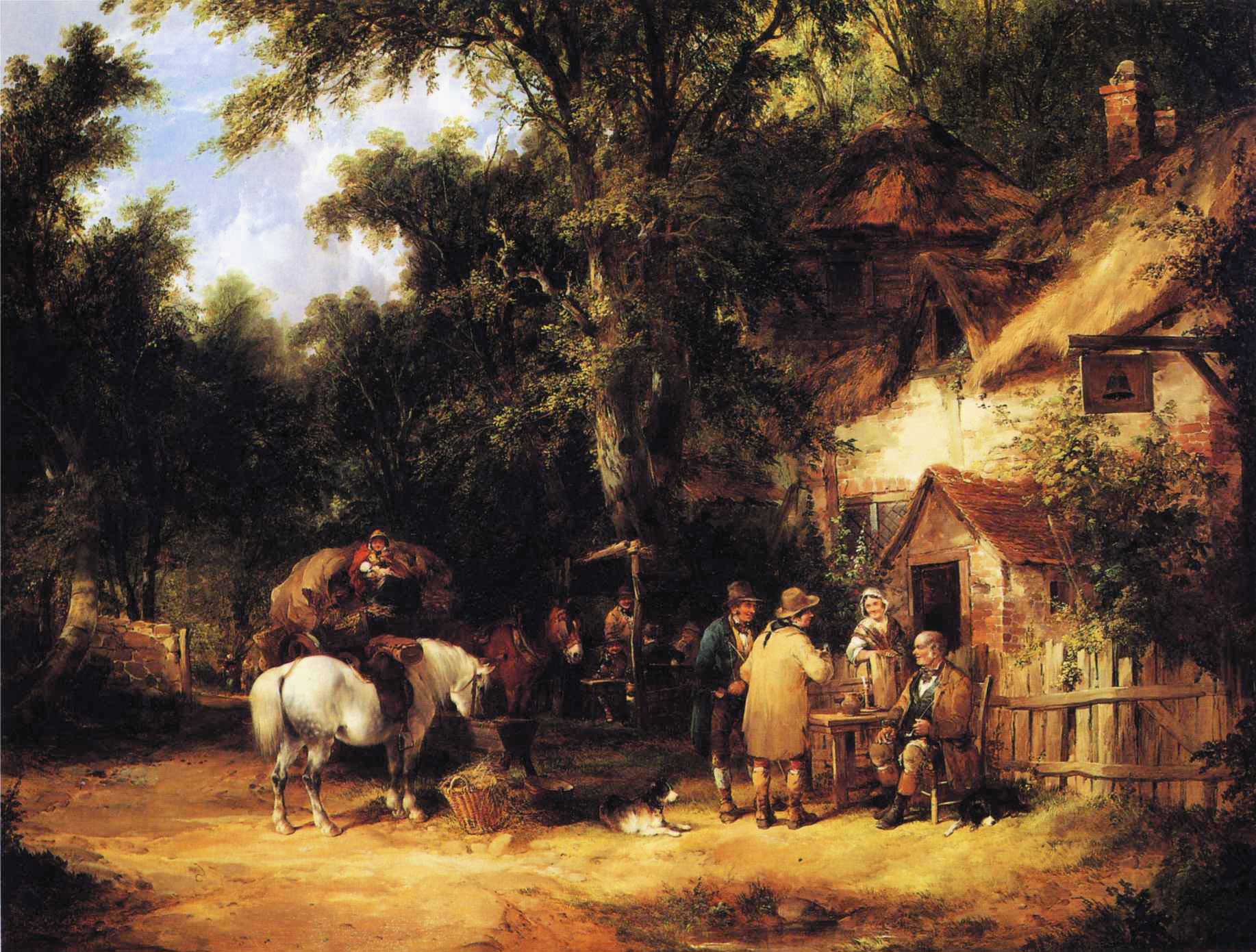 At the Bell Inn, Cadnam, New Forest by William Shayer, Snr-Genre Painting
