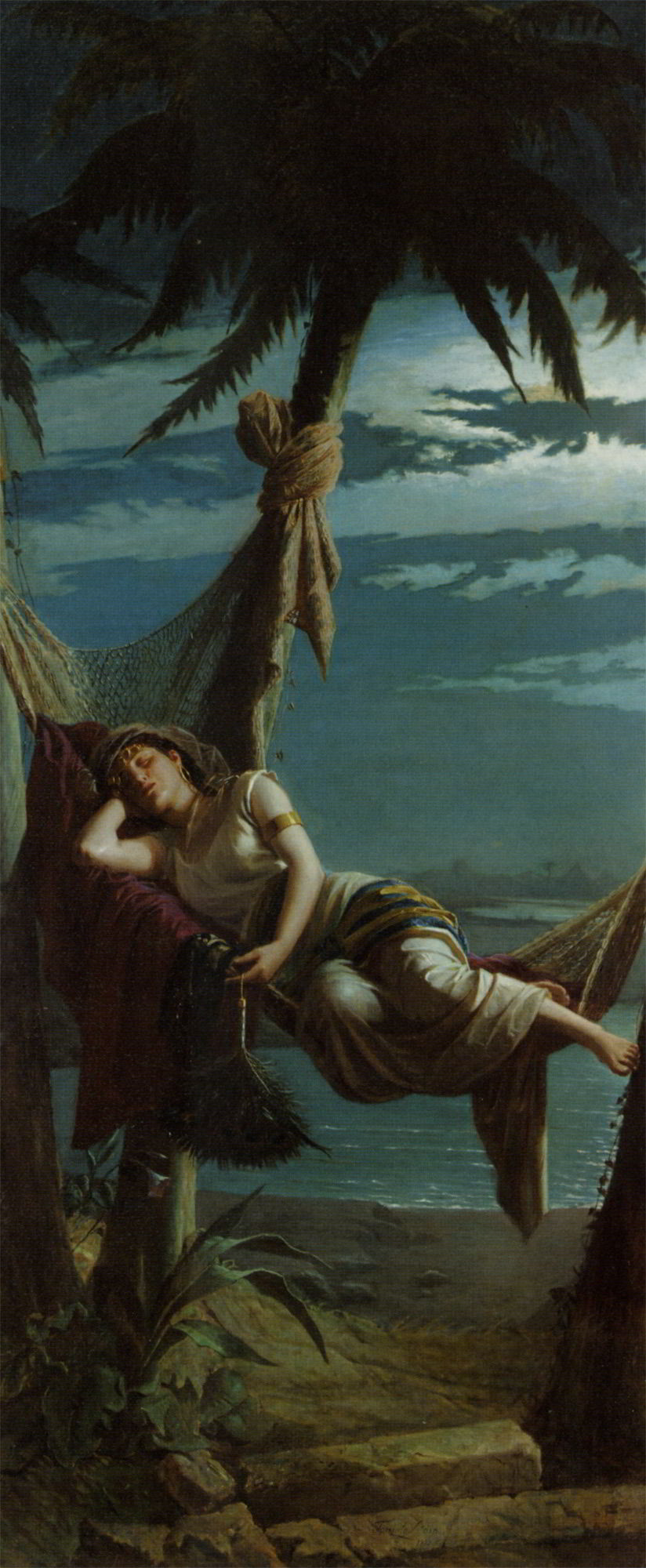 Beauty Asleep in a Hammock by Leopoldo Toniolo-Oil Painting