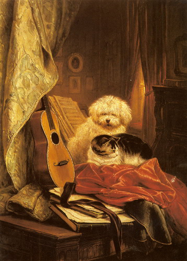Best Friends by Henriette Ronner-Knip-Animal Painting