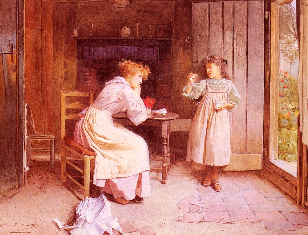 Blowing Bubbles by Carlton Alfred Smith-English Painting
