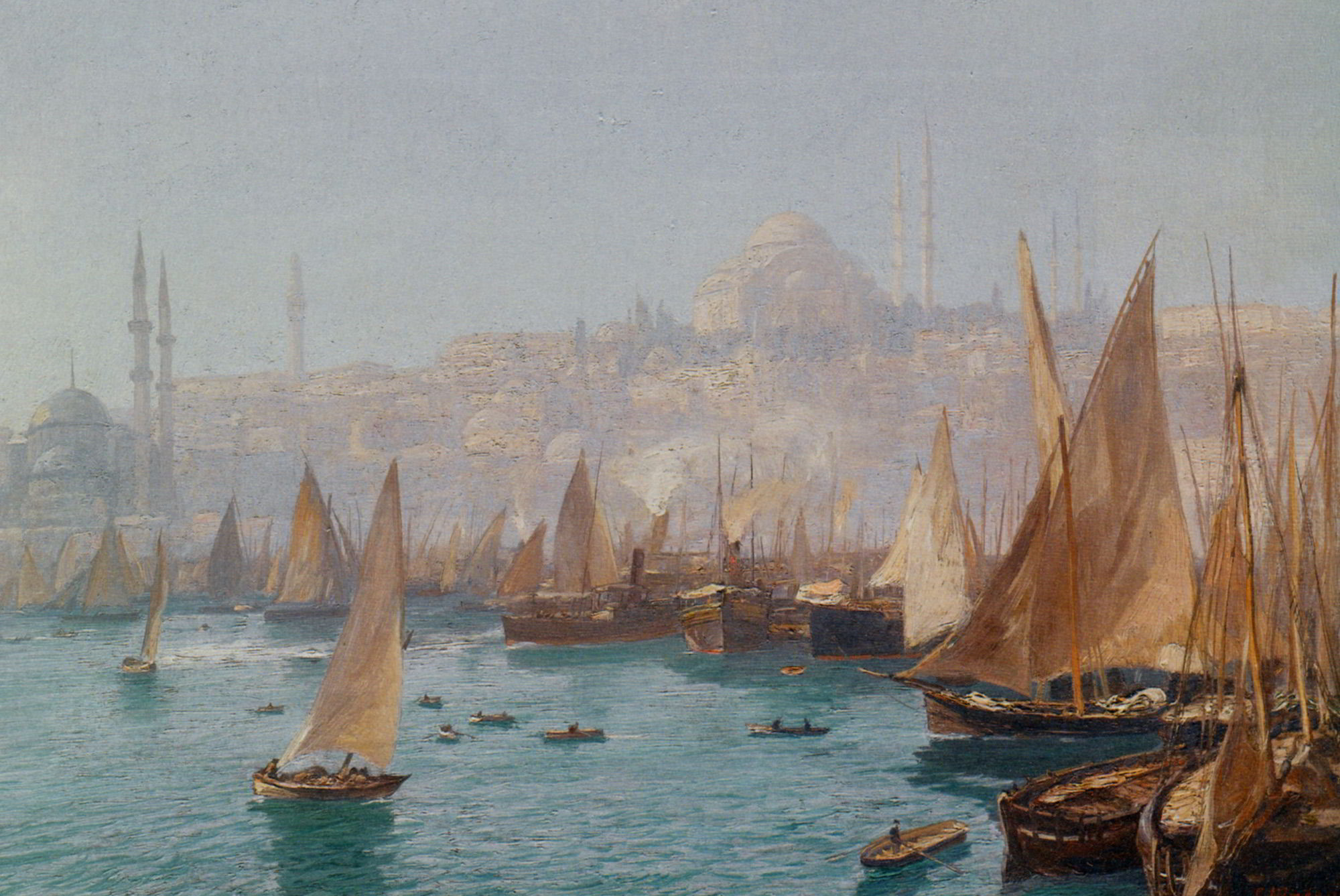 Boats in the port of Constantinople by Georg Macco