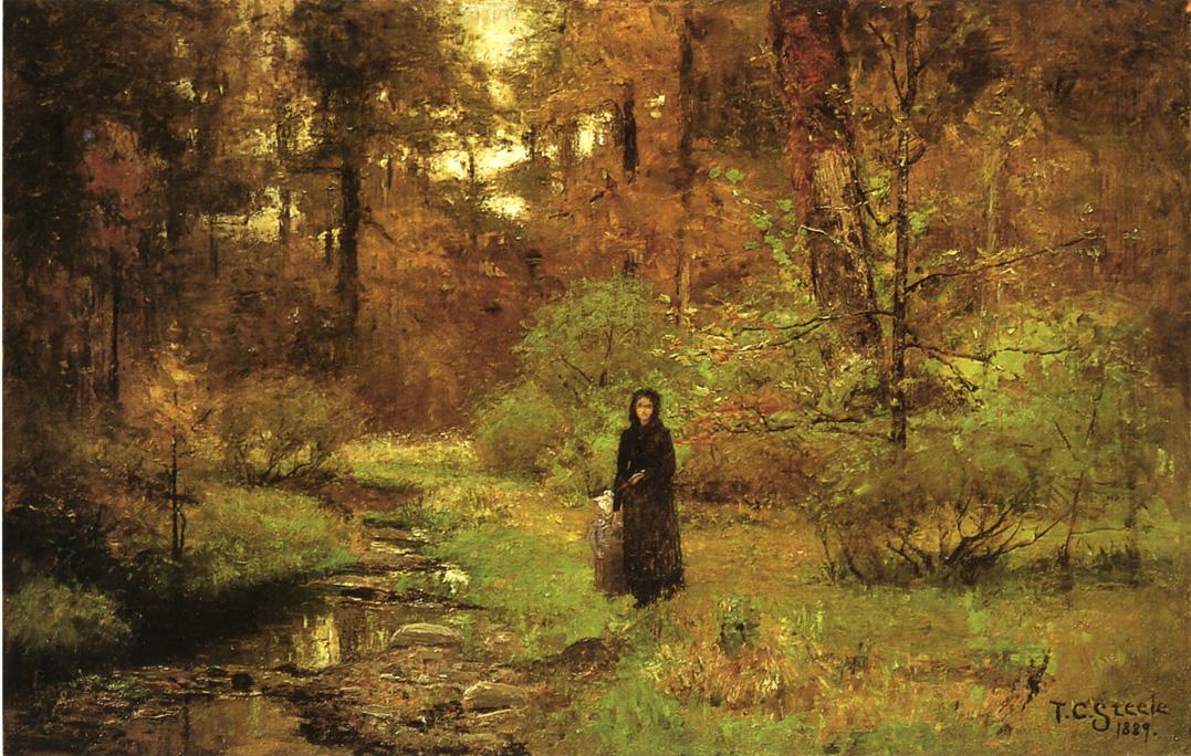 Brook in Woods by Theodore Clement Steele-Oil Painting