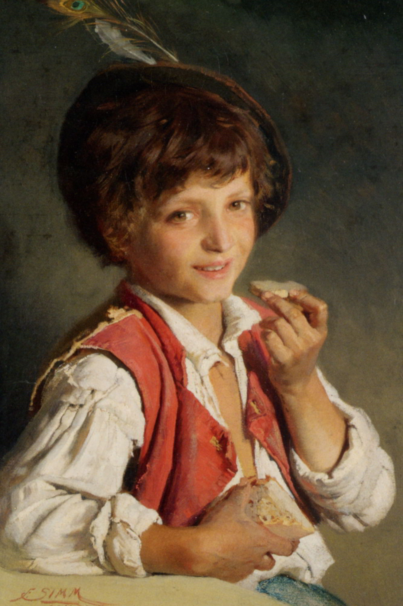 Brotzeit by Franz Xaver Simm-Portrait Painting