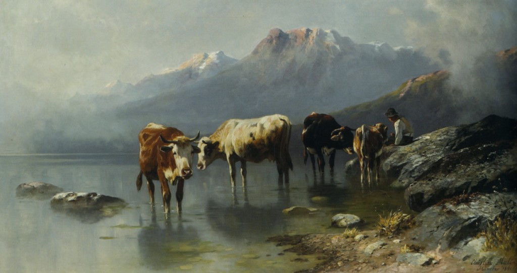 Cattle in a Mountainous Landscape by Christian Friedrich Mali