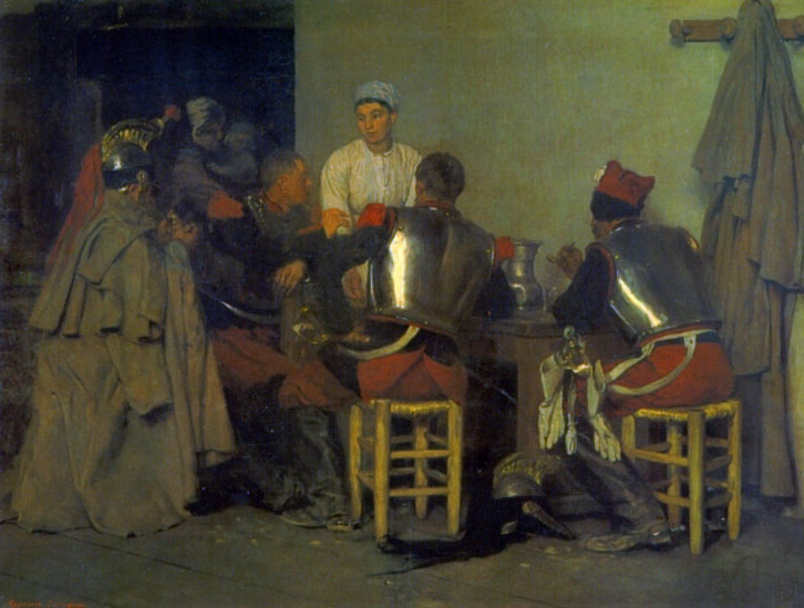 Cuirassiers at the Tavern by Guillaume Regamey