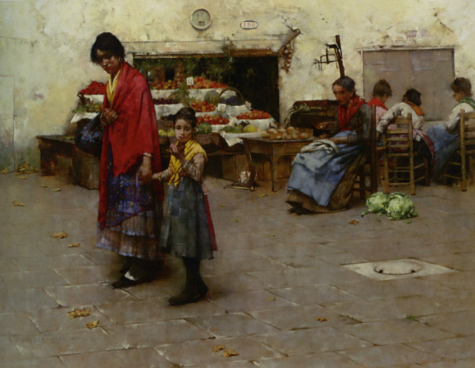 Day at the Market by Albert Chevallier Tayler-Genre Painting