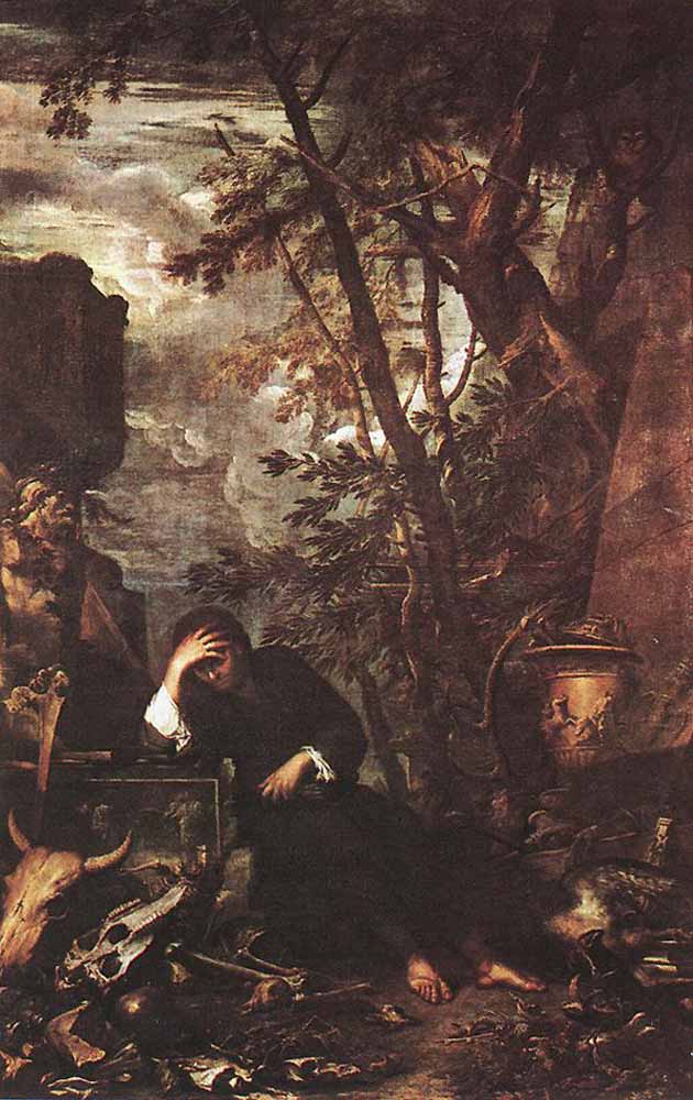 Democritus in Meditation by Salvator Rosa-Oil Painting