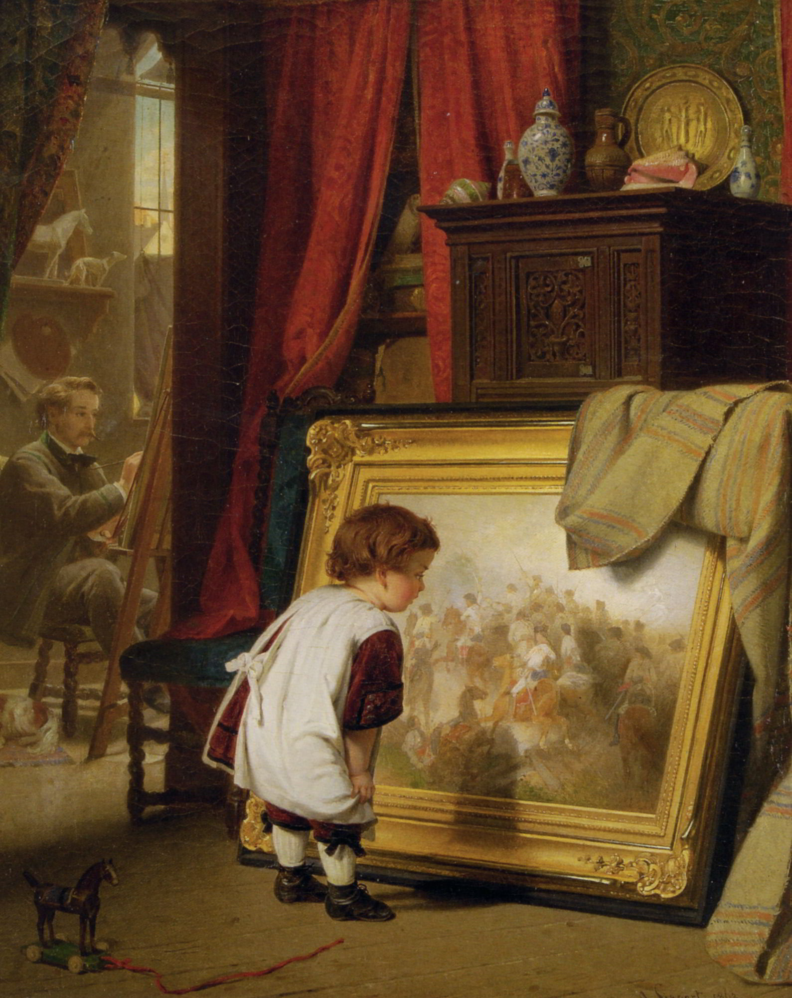 Die Kleine Kunstkennerin by August Friedrich Siegert-Child Painting