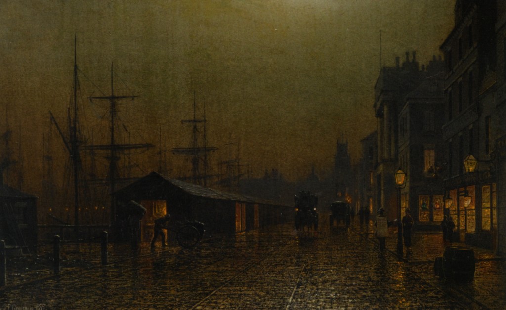 Dock Scene in Glasgow by Arthur E. Grimshaw