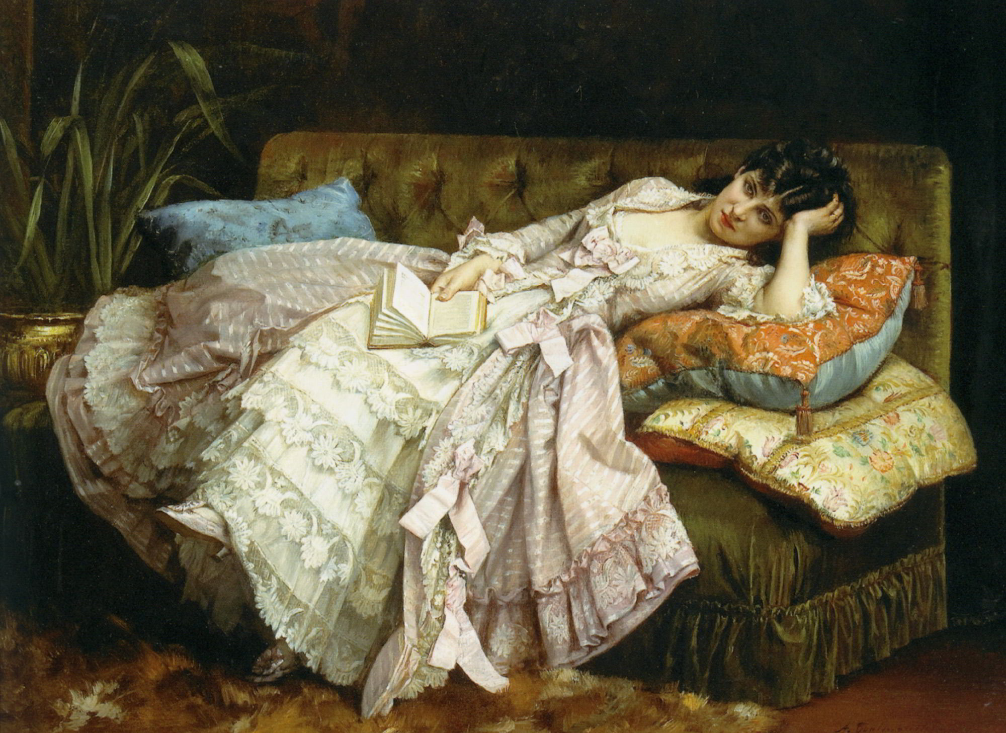 Dolce far niente by Auguste Toulmouche-Oil Painting