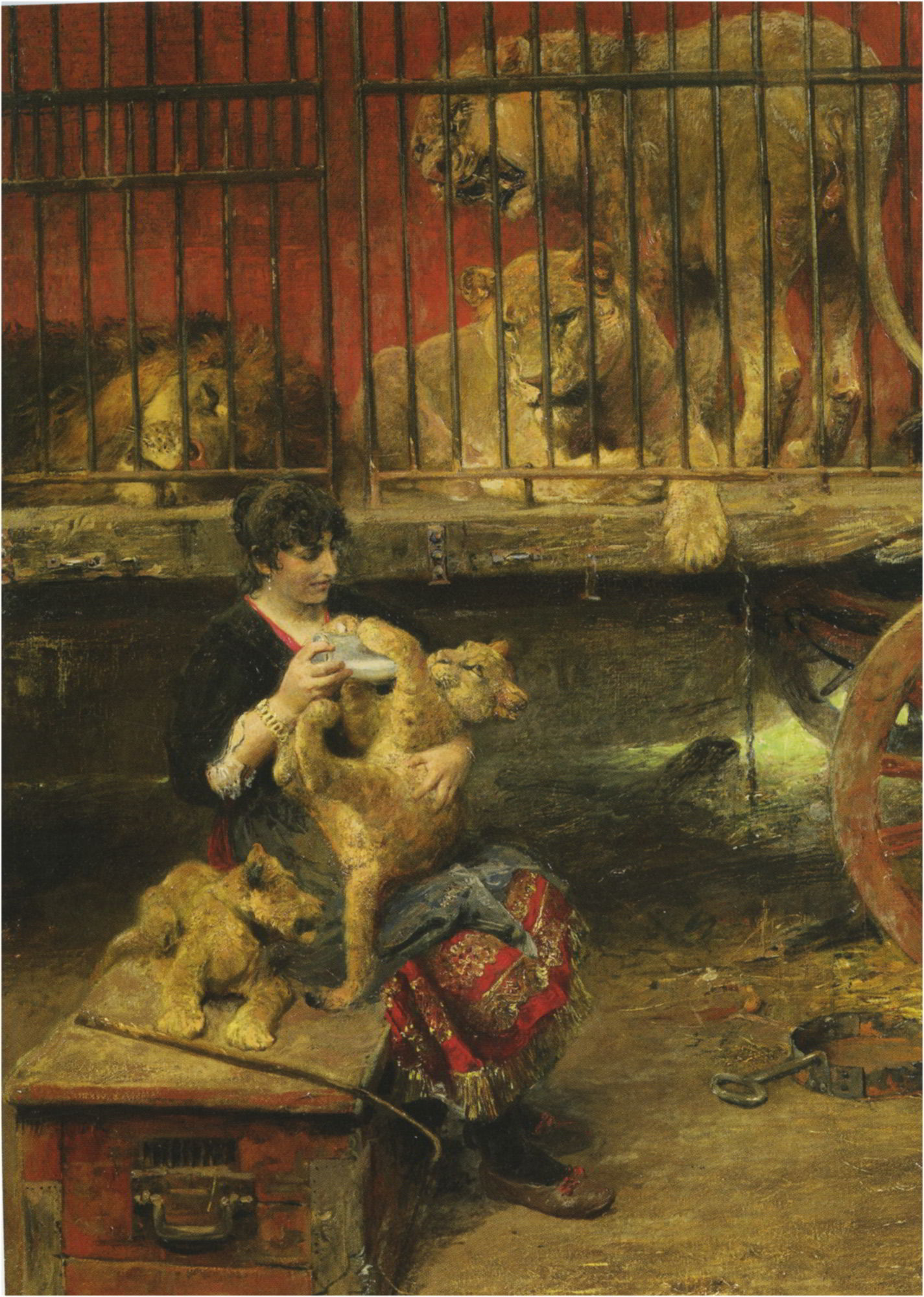 Feeding The Cubs by Paul Wilhelm Meyerheim