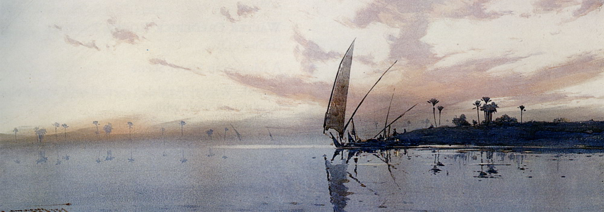 Feluccas on the Nile at Dawn by Augustus Osborne Lamplough