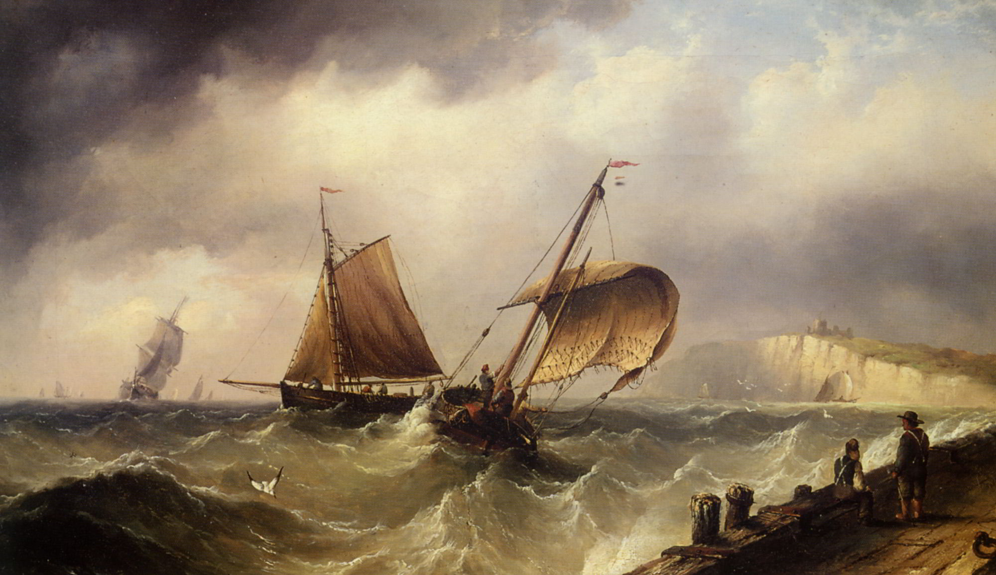 Fishing Vessels In Choppy Seas by Henry Redmore