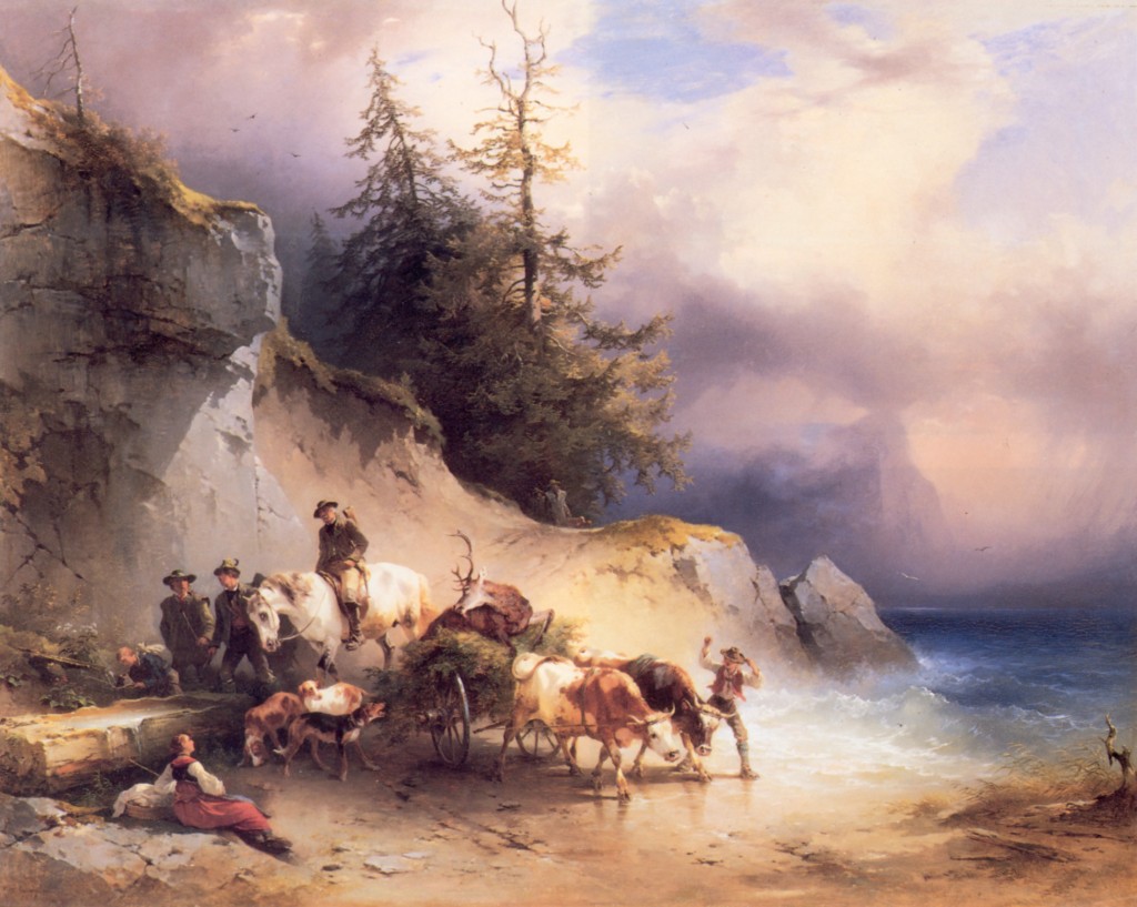 Heimkehr von der Jagd Am Attersee by Friedrich Gauermann