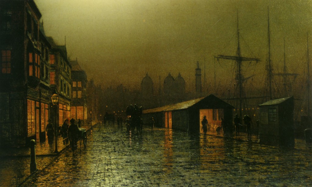 Hull Docks by Night by Arthur E. Grimshaw