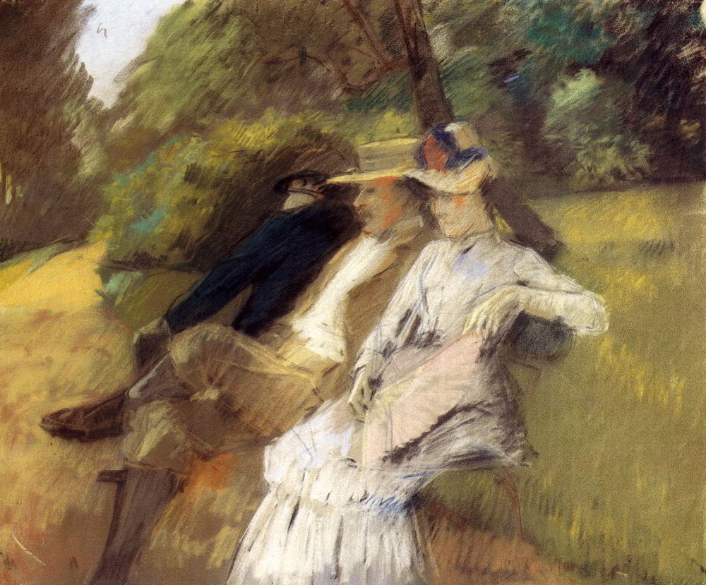 In The Park by Julius LeBlanc Stewart-Pastel Painting