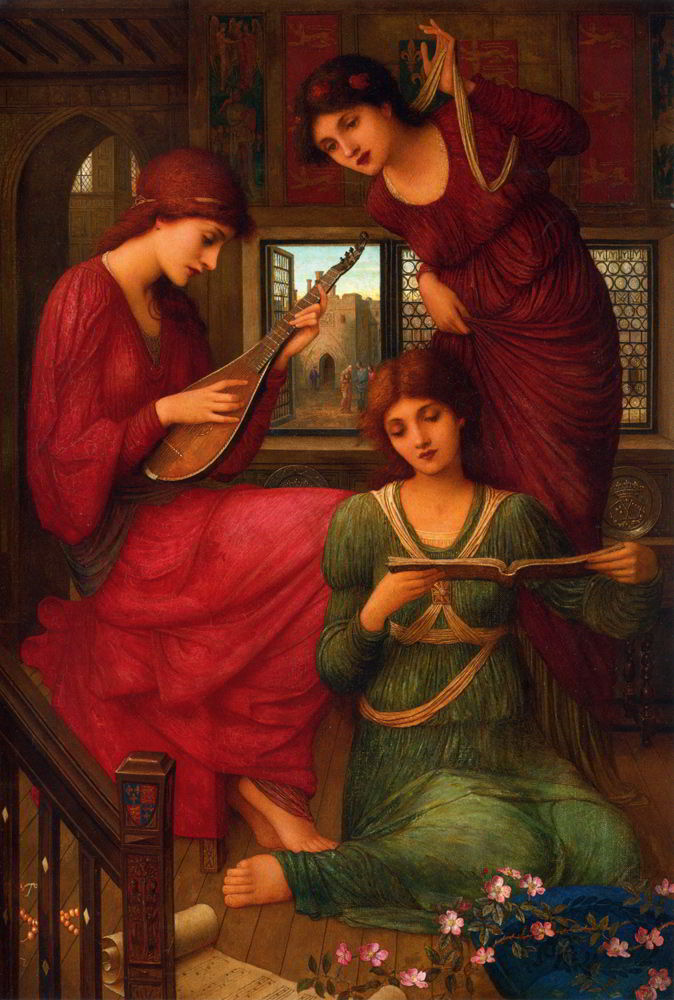 In the Golden Days by John Melhuish Strudwick-Portrait Painting