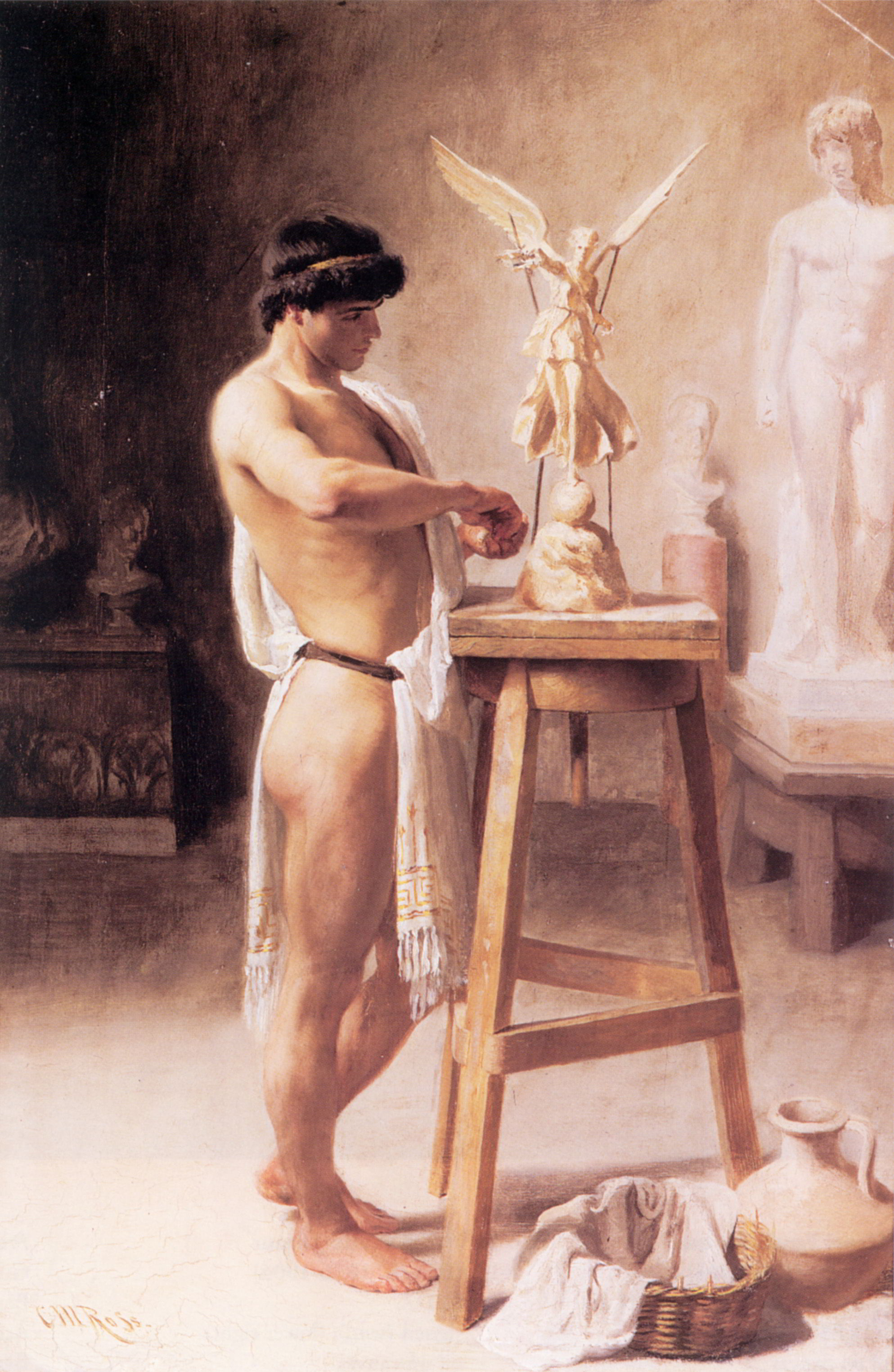 In the Sculptor's Studio by Christian Meyer Ross-Oil Painting