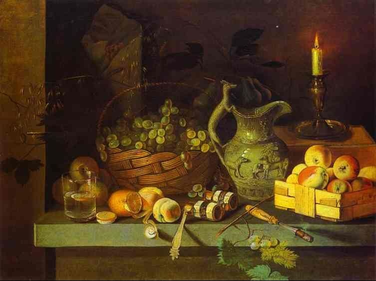 Still Life with Candle by Ivan Khrutsky-Still Life Painting
