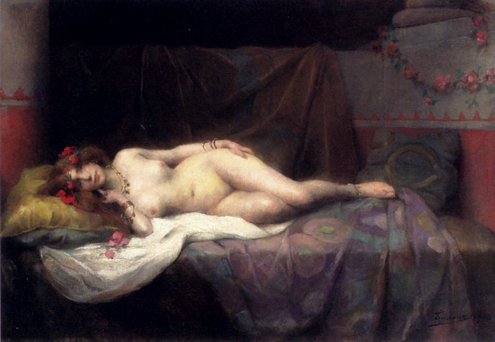 L'Odalisque by Henri Adriene Tanoux-Portrait Painting