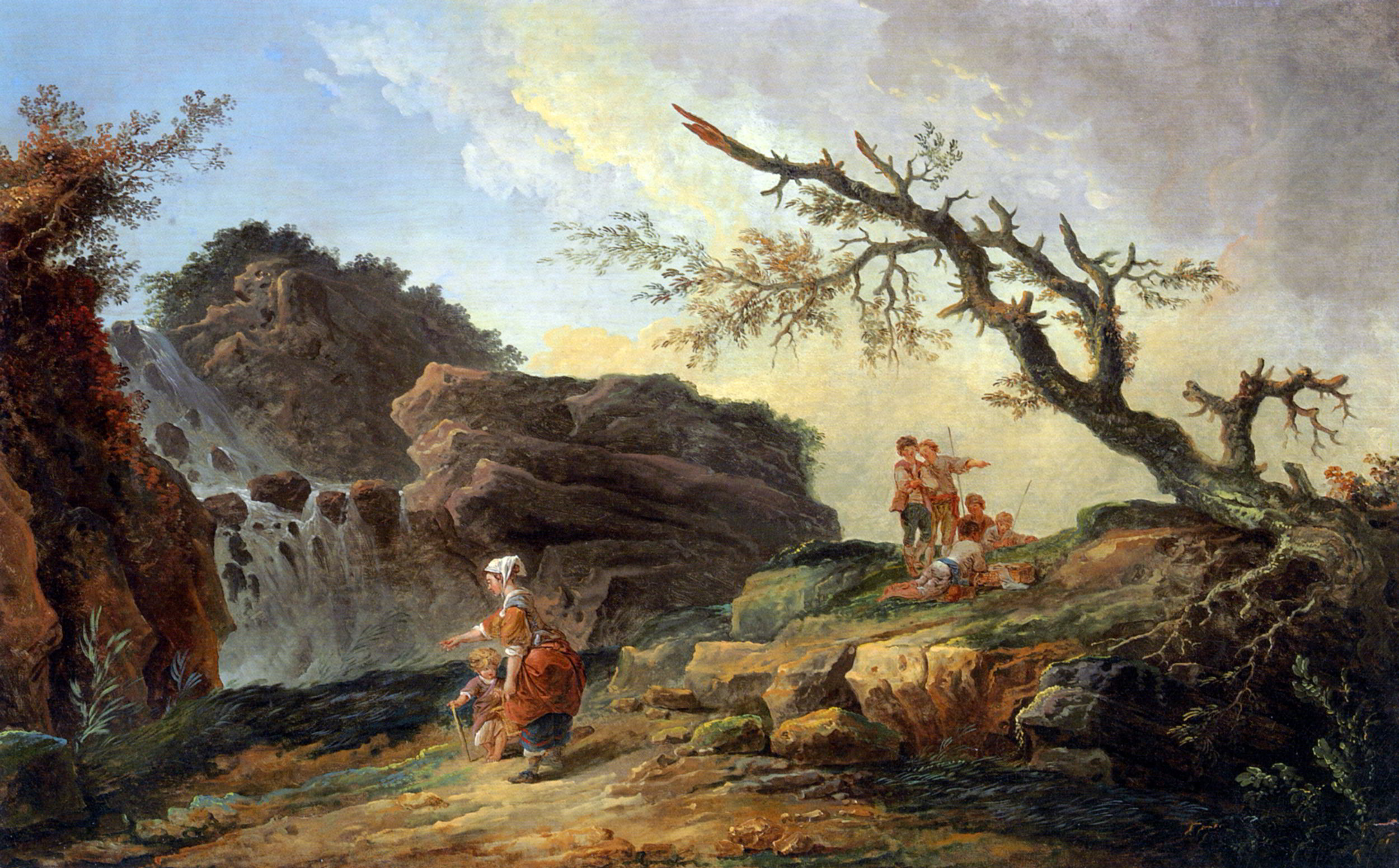 La Cascade by Hubert Robert-French Painting