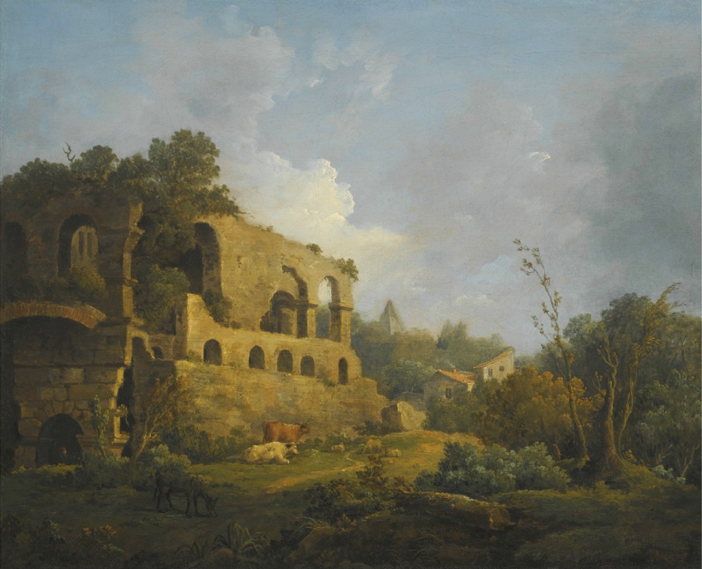 Landscape with Classical Ruins Outside Rome with the Pyramid of Cestius Beyond by William Marlow