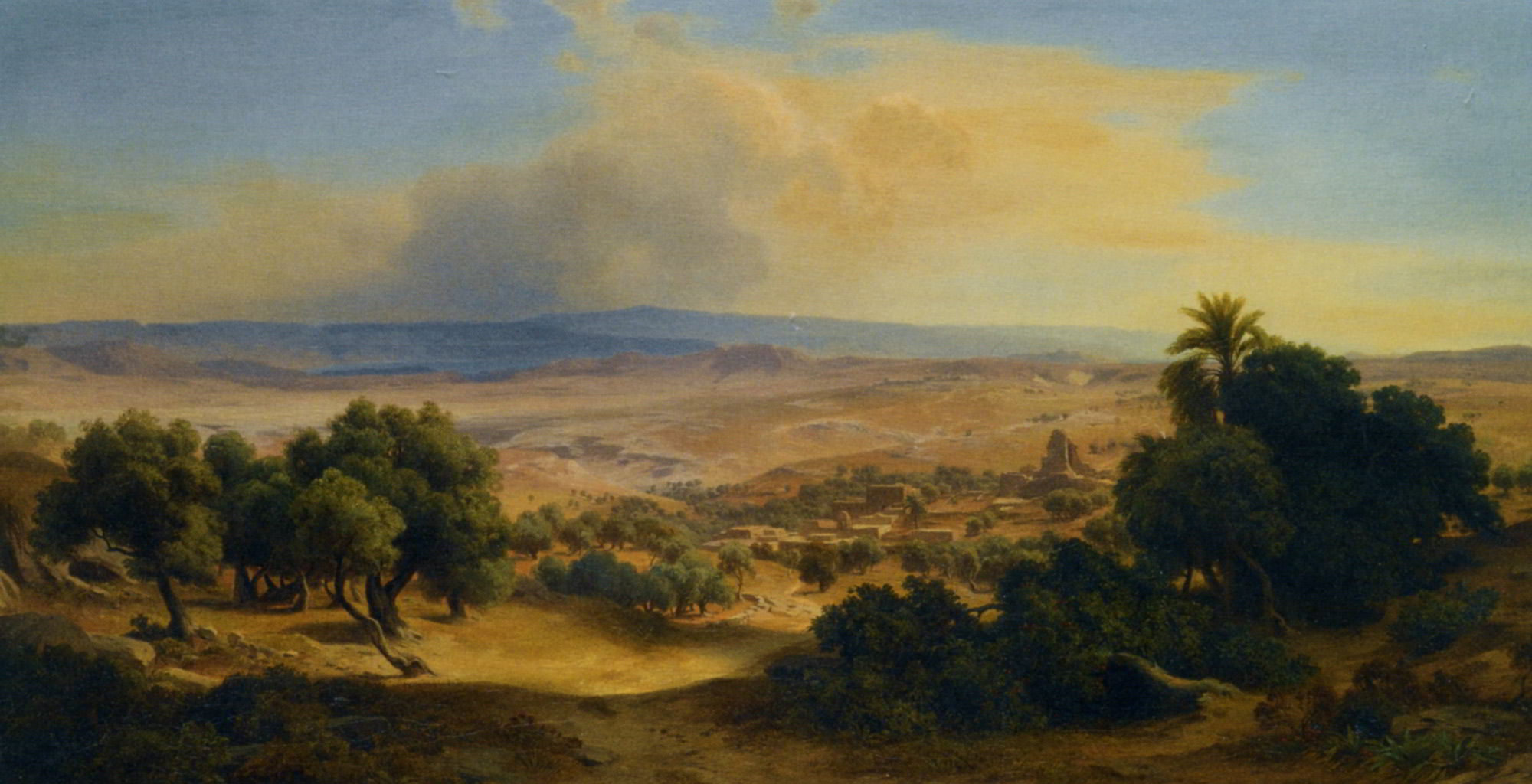 Landscape with ancient ruins by August Loffler