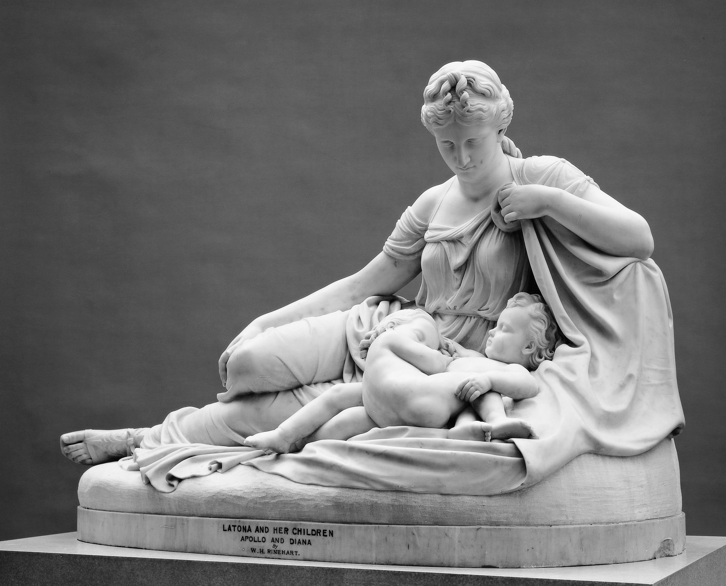 Latona and Her Children, Apollo and Diana by William Henry Rinehart-Sculpture
