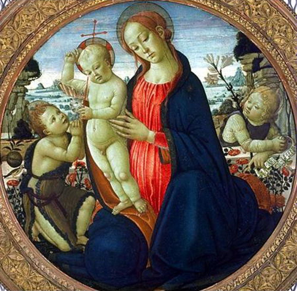 Madonna and Child with Infant St John the Baptist and Attending Angel by Jacopo Del Sellaio-Oil Painting