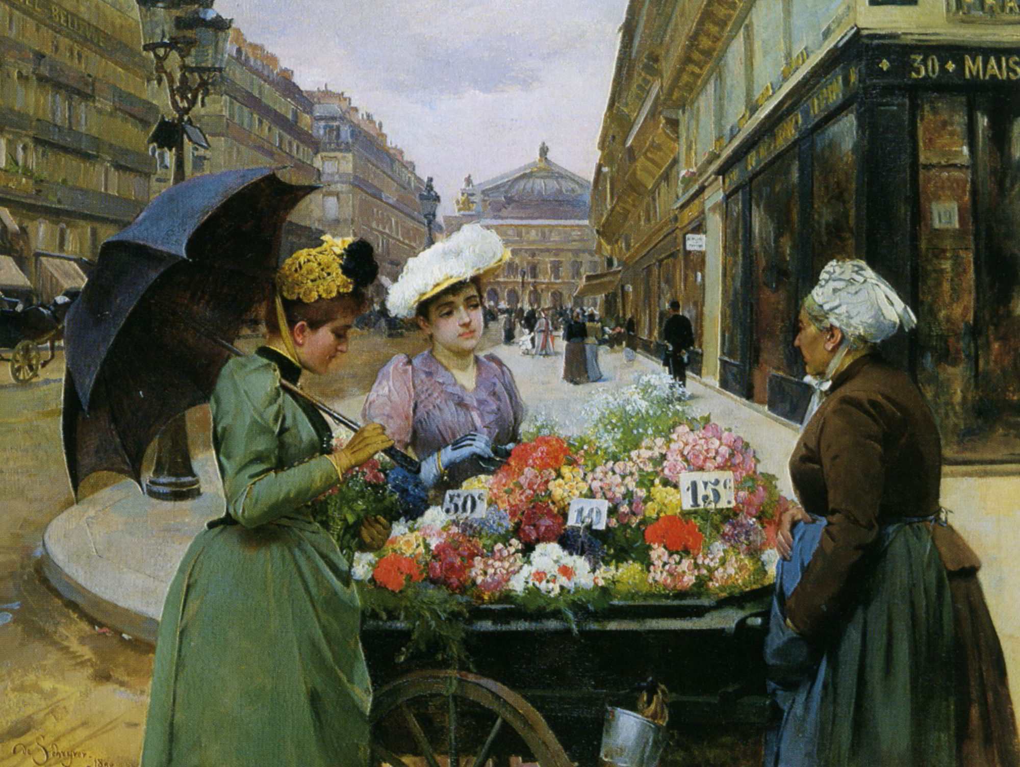 Marchande des Fleures by Louis Marie de Schryver-Genre Painting