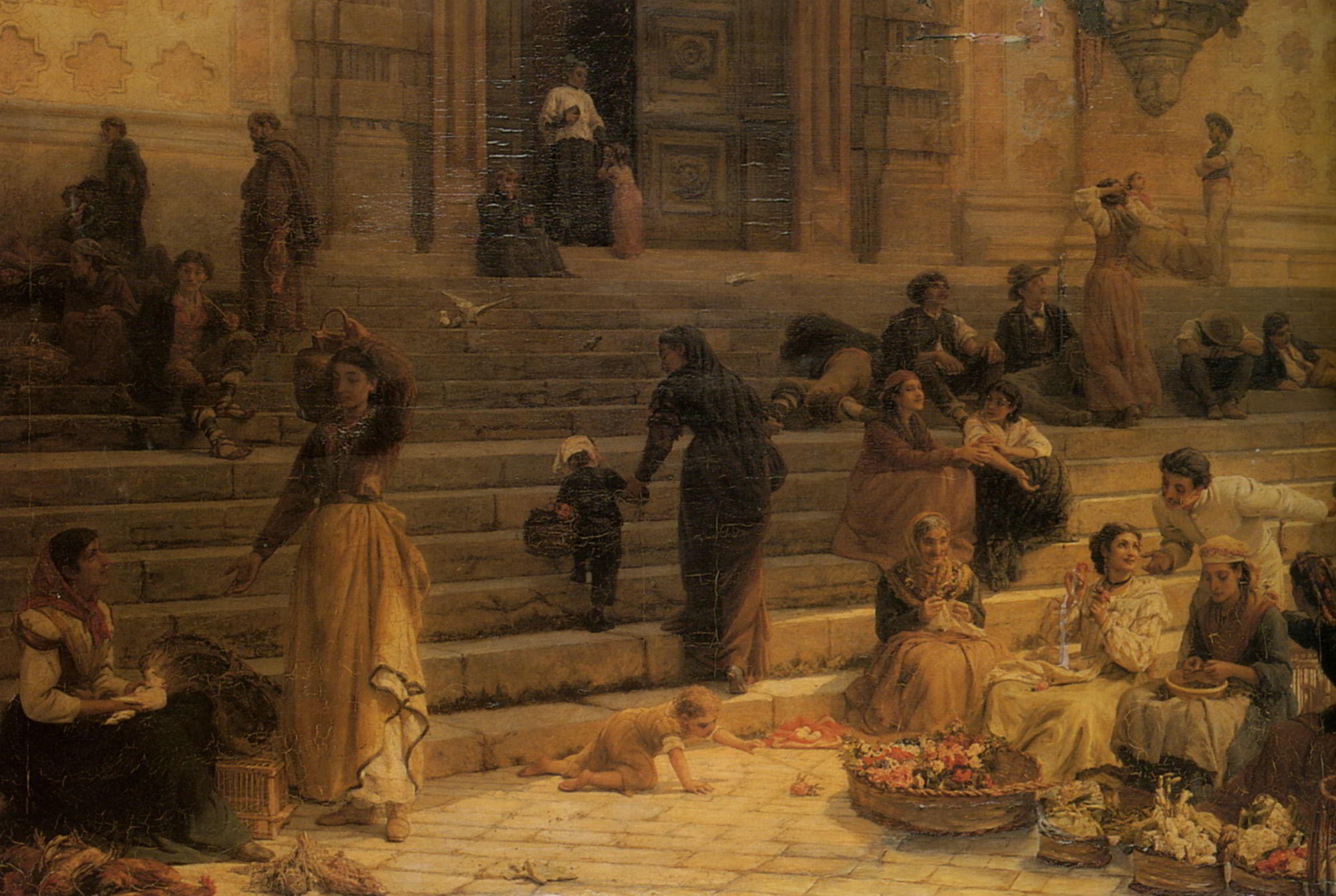 Market Day Perugia by Frank William Warwick Topham-English Painting