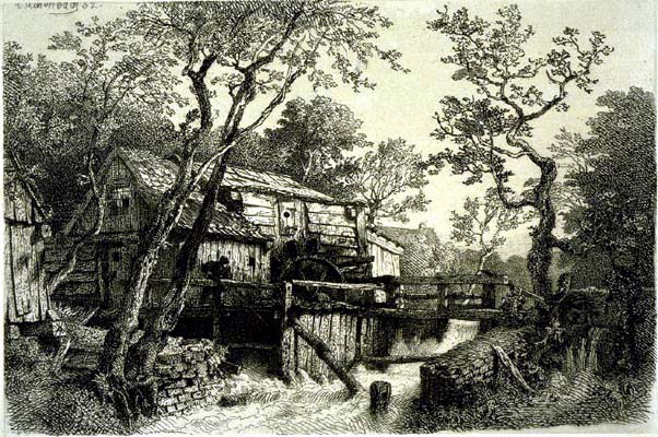 Mill Beside a Stream by Andreas Achenbach