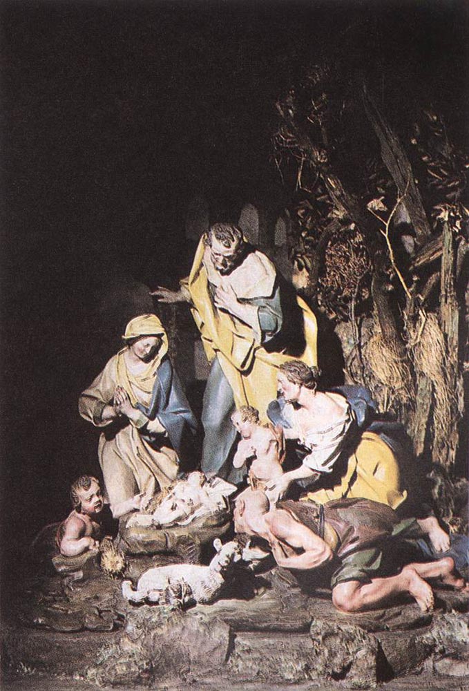 Nativity by Giuseppe Sammartino-Sculpture