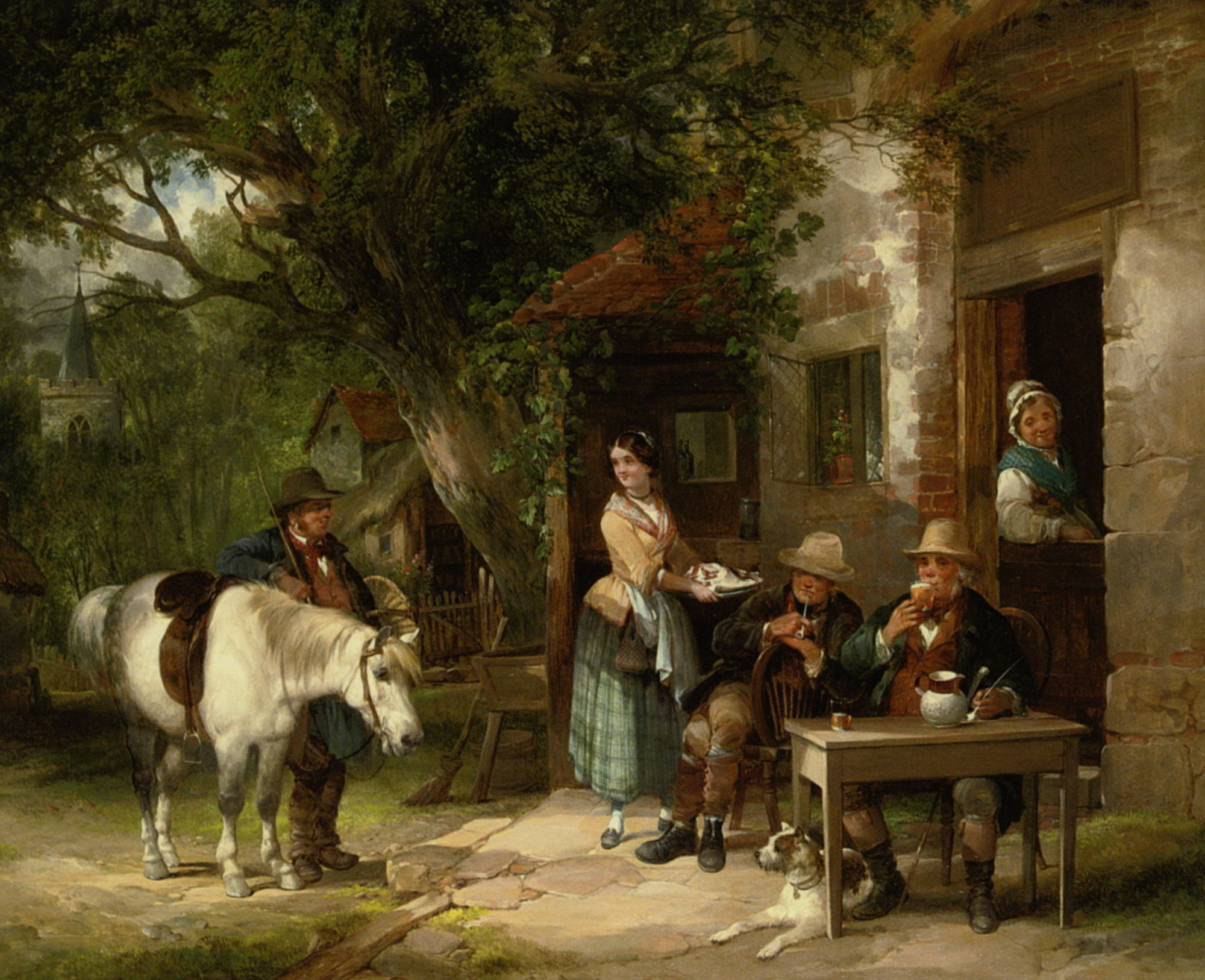 Outside the Royal Oak by William Shayer-English Painting