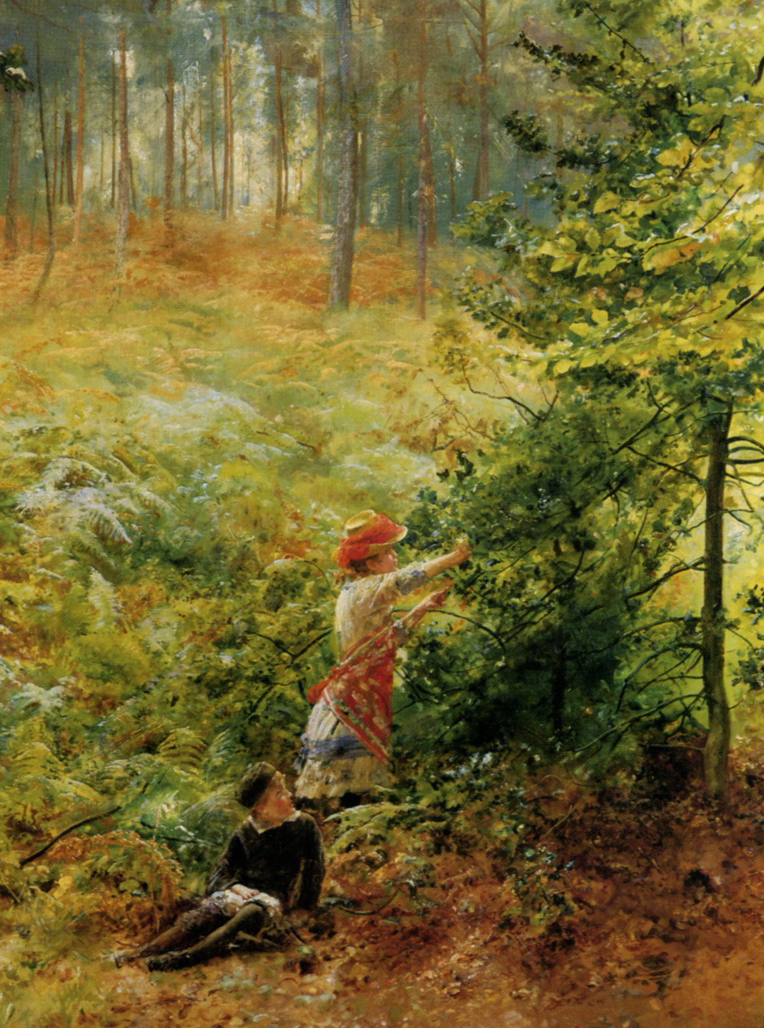 Picking Berries in the Woods by Robert Ponsonby Staples (Sir Robert Ponsonby Staples)-Oil Painting